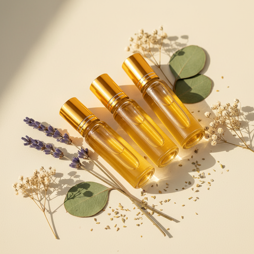 Gaia's Love Essential Oil Roller Bottle Set of 3 with botanicals