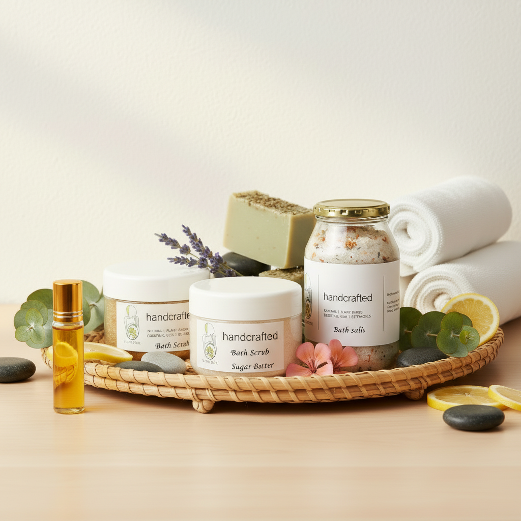 Gaia's Love Ultimate Pamper Gift Set - all 5 products on spa tray